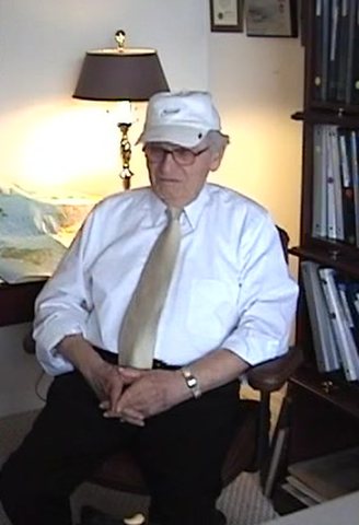 Nicholas (Mickey) Brecher, aged 94, recording his wartime story for the Library of Congress Veterans History Project at his home in Surfside