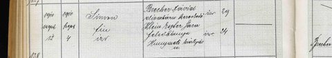 Birth of Shimshon (Alex) Brecher, Felsőbánya, 4 September 1910, act 128. Parents: David Brecher, merchant, aged 29, and Eszter Sára Klein, a