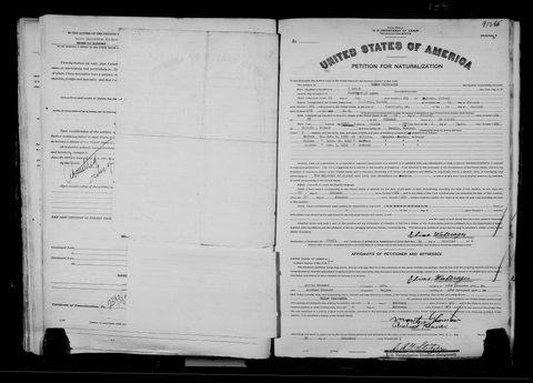 Elias Wahrsager’s Petition for Naturalization, no. 91265, filed 15 November 1926: his wife Mollie, born 2 March 1880, and their children.