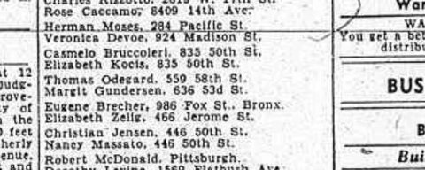 “Marriage Licenses”: Eugene Brecher, 986 Fox Street, Bronx, and Elizabeth Zelig, 466 Jerome Street, 2 March 1938.