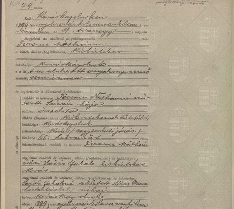 Death of Lája Ferencz née Lázár, wife of Náthán Ferencz, Kováskápolnok, 11 November 1899. Another Ferencz couple of Kováskápolnok; no record ties them to Háni (