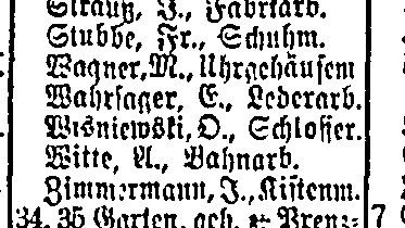 The Berlin address book for 1910, street section: the residents of Saarbrücker Straße 33, Berlin N 37, including Elias Wahrsager, a leather worker.