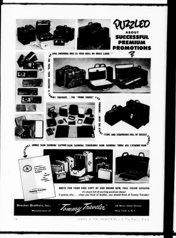 Brecher Brothers “Tommy Traveler” advertisement, 1953.