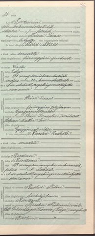 Marriage of Izabella Brecher, daughter of Ruben Brecher of Bistrița and the late Fanni (Feige) née Goldschläger, and Mózes Stein of Kissebes, born at Galgó, son