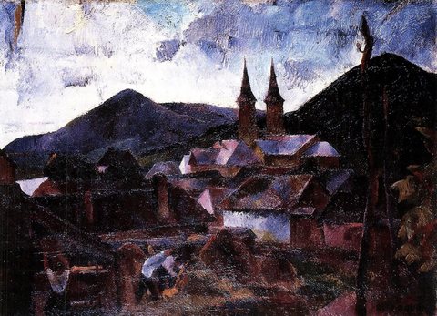Felsőbánya (Baia Sprie), painted by Vilmos Aba-Novák in 1925.