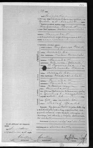 Birth of József Jankú Kupferman, Szurdok (Strâmtura), 4 June 1898 — civil birth act no. 49. Father Izsák Kupferman, merchant, born in Kolomea, Galicia; mother H