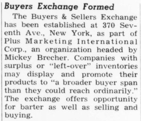 Nicholas (Mickey) Brecher noted in Advertising Age, 1961.