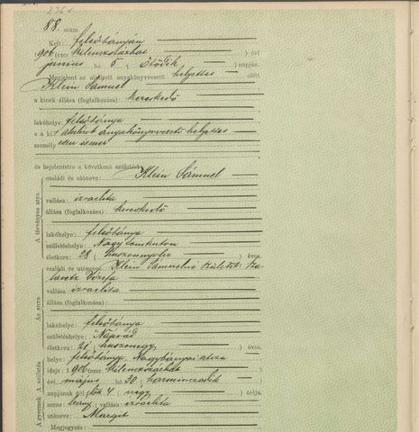 Birth of Margit Klein, 30 May 1906, Felsőbánya, daughter of Samuel Klein, merchant, born at Nagysomkút, and Józefa Szalavitz of Náprád.