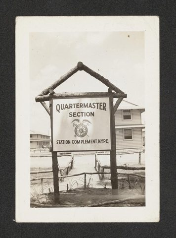 From Nicholas (Mickey) Brecher’s wartime photo album (1942–45): the sign of the Quartermaster Section, Station Complement, New York Port of Embarkation (N.Y.P.E