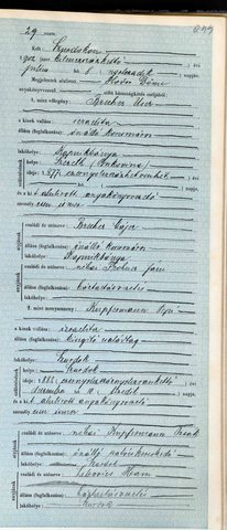 Civil marriage of R’ Asher (“Brecher User”) and Pesel (“Kupfermann Pepi”), Szurdok (Strâmtura), 8 July 1902, act 29: the groom a self-employed innkeeper of Kapn
