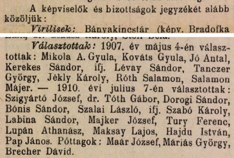 David Brecher elected an alternate member of the Felsőbánya town council, July 1910.
