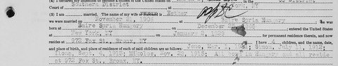 Detail of the 1934 petition: the four children, with the dates the American papers give them.