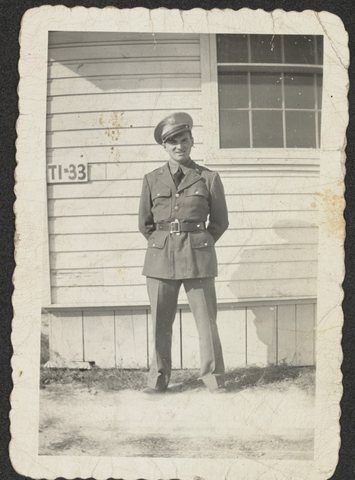Nicholas (Mickey) Brecher in the Second World War, 1942, from his wartime photo album.