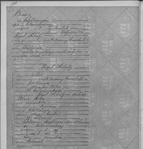 Felsőbánya birth act 62, 1 May 1901: Sámuel Fogel, son of Mihály Fogel, produce merchant, and Berta Klein; Mihály signed the act.