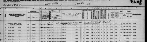 The Aquitania manifest, New York, 6 September 1929 (second page): Gizela Farkas and her children, including Margit (Margaret, later Margaret Brecher), from Sevl