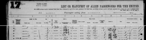 Malka Wahrsager crossed from Southampton to New York on the Majestic in September 1927 with three of her children, Sarah (later Sabina), Kal