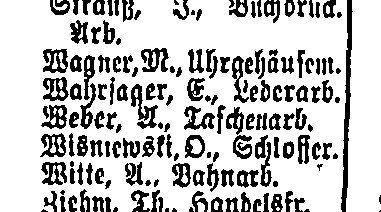 The Berlin address book for 1912, street section: the residents of Saarbrücker Straße 33, Berlin N 37, including Elias Wahrsager, a leather worker.