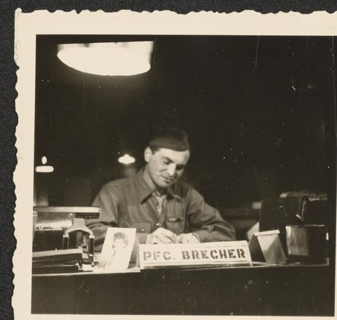 Nicholas (Mickey) Brecher in the Second World War, c. 1944, from his wartime photo album.