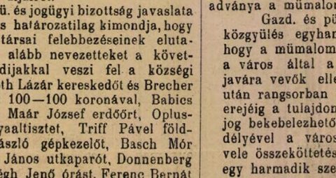 The town assembly admits “Brecher Dávid kereskedő” (merchant) into the municipal community, 17 October 1912.