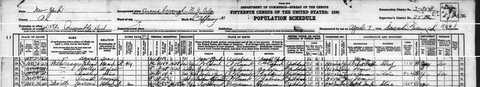 The Wahrsager household in the 1930 census of the Bronx: Elias, his wife Mollie (Malka), and their children Charley (Charles) and Annie.