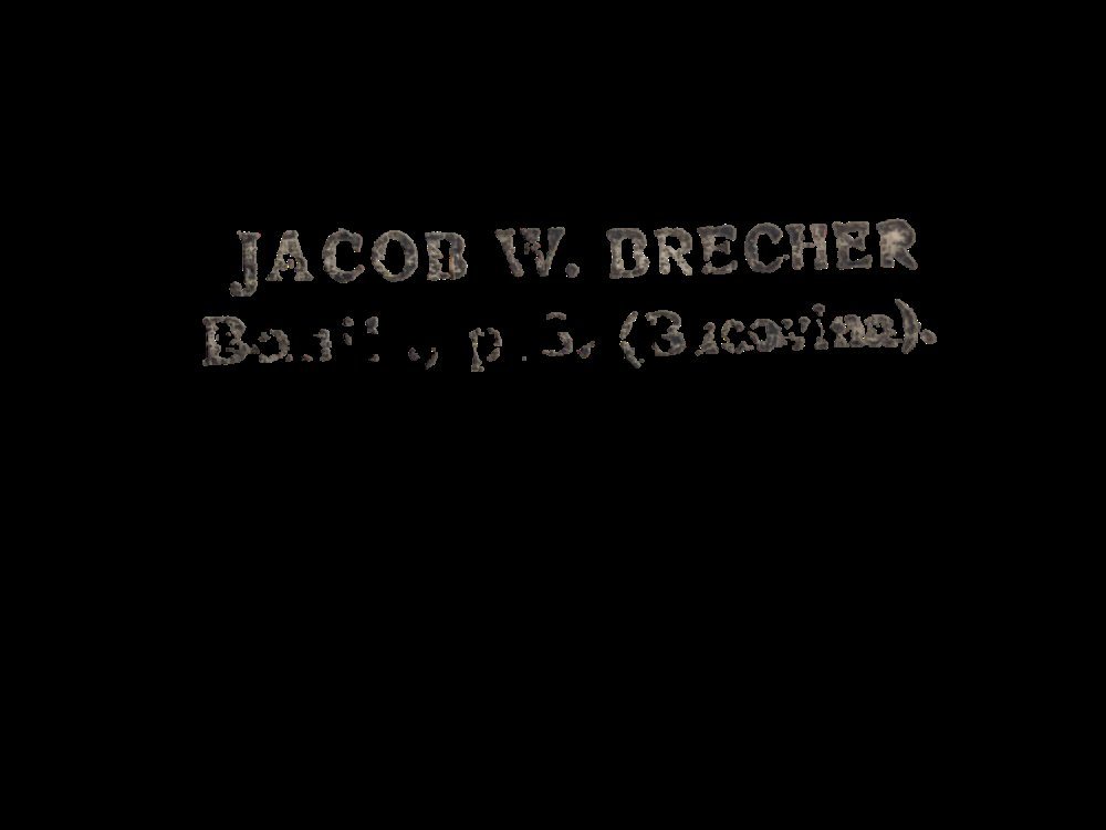 The author’s own rubber stamp in the margin of the same copy: “JACOB W. BRECHER, Banila p/S. (Bucovina)”.