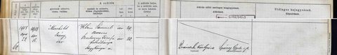 Birth of Mathild Klein, Felsőbánya, 18 April 1908 (registered 23 April): daughter of Sámuel Klein, Jewish, grocer, 29, and Józefa Szalavecz, Jewish, 23, of Fels