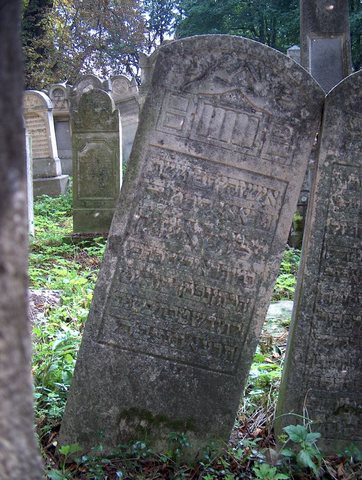 The stone of Eisig (Yitzchak Aizik) Brecher HaKohen, son of Reuven Mordechai, who died 19 January 1911 aged 79. Rădăuți Jewish cemetery, plo