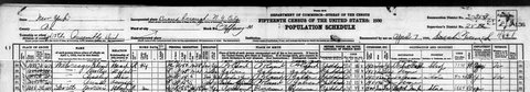 1930 U.S. census, Bronx, enumeration district 3-354 (header and the family's lines): 1035 Tiffany Street, rent $44. Elias Wahrsager (indexed 'Elear Wahrsagr'), 