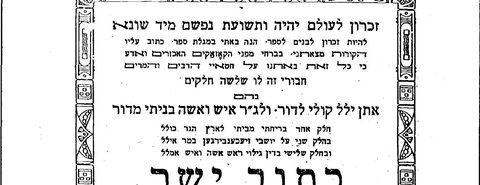 From the preface of Katuv Yosher: the book records “what befell me when I fled from the cruel Cossacks”, in three parts — the flight from home, the people of Tr