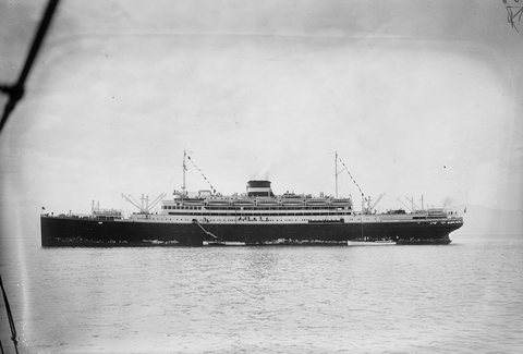 The Cosulich liner Vulcania, which brought the Brecher family to New York at the turn of 1929, photographed at Cannes on 19 January 1929 on 
